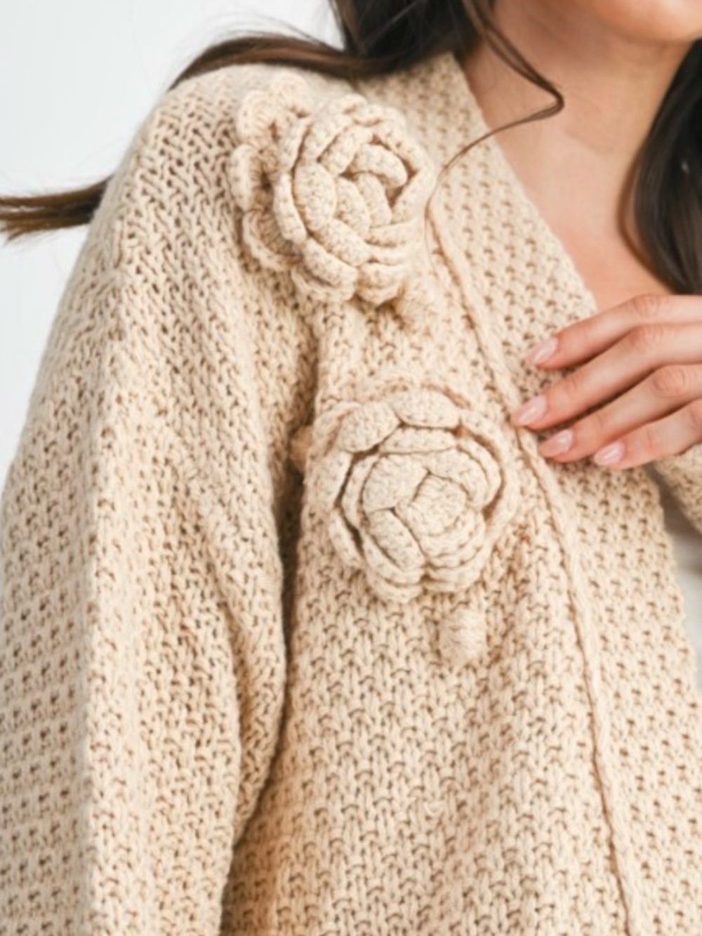 Camellia Premium Boutique Knit Cardigan | Cozy Chic with Floral Detail - Picture 4 of 5